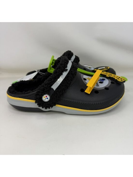 Crocs Pittsburgh Steelers Steel City Lined Mules Black Mens Size 7 / Womens  9